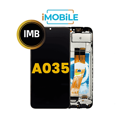Samsung Galaxy A035 LCD Digitizer Assembly with frame Black [IMB]