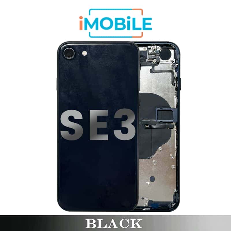 iPhone SE3 2022 Compatible Back Housing [with Power and Volume Flex] [Midnight Black]