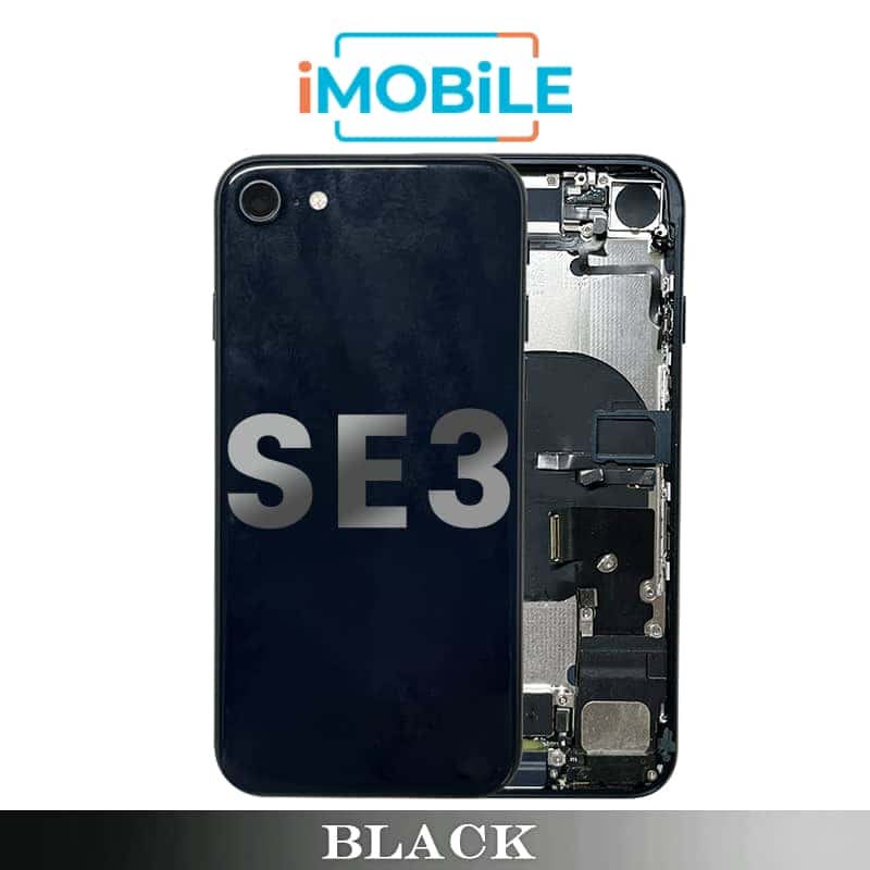 iPhone SE3 2022 Compatible Back Housing with Small Parts [IMB] [Midnight Black]