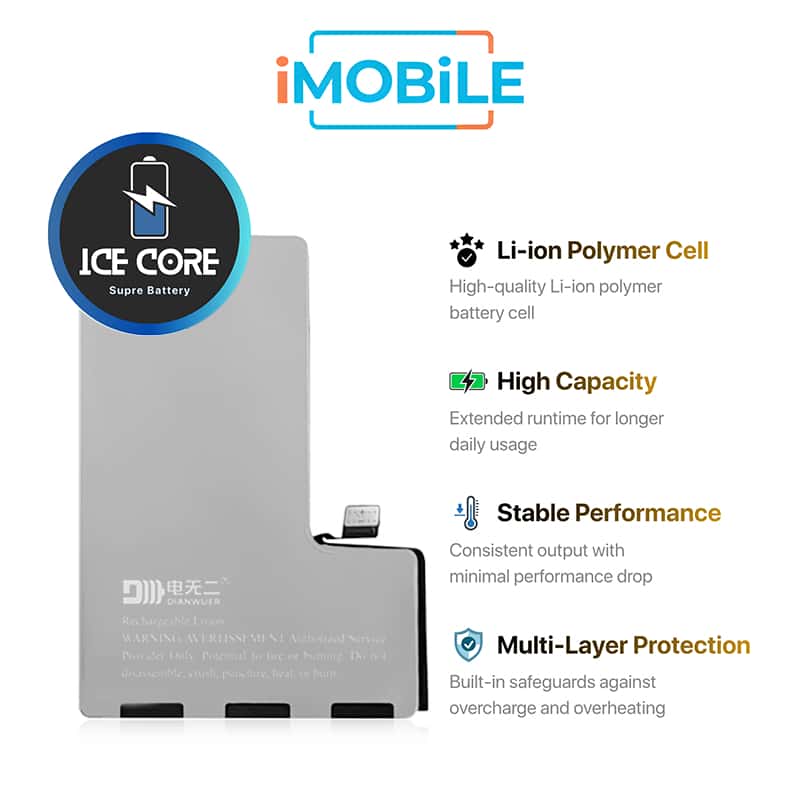 iPhone 16 Pro Compatible IceCore Pro Battery [Enhanced Capacity Performance]