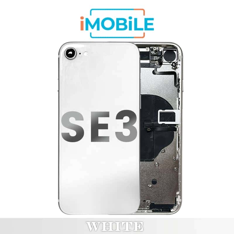 iPhone SE3 2022 Compatible Back Housing [with Power and Volume Flex] [Starlight White]