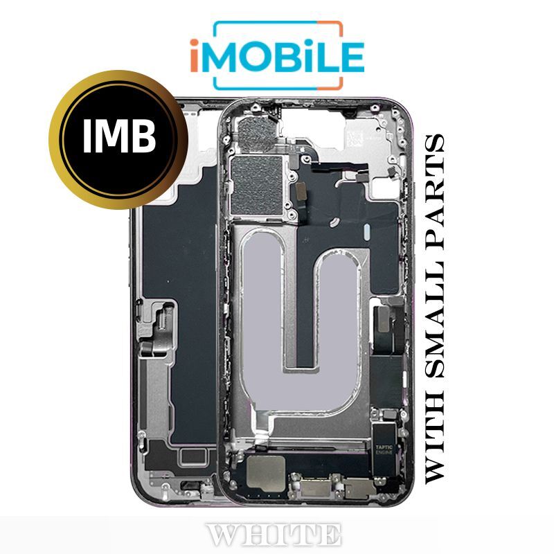 iPhone 16 Compatible Back Housing with Small Parts [IMB] [White]