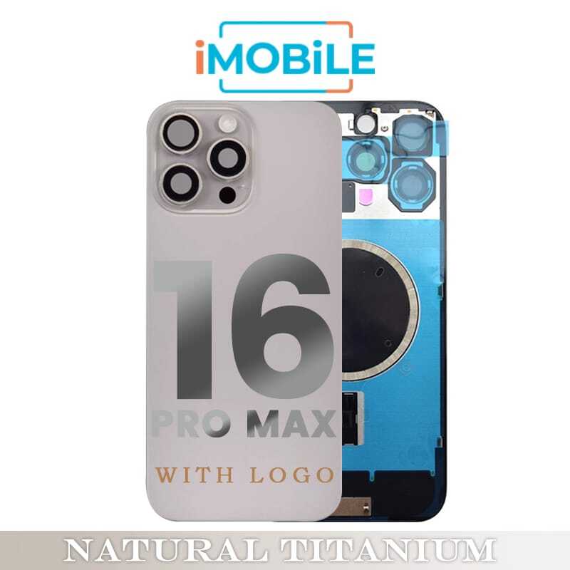 iPhone 16 Pro Max Compatible Back Cover Glass Assembly with MagSafe [Natural Titanium]