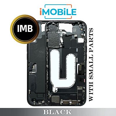 iPhone 16 Compatible Back Housing with Small Parts [IMB] [Black]