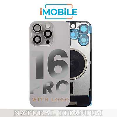 iPhone 16 Pro Compatible Back Cover Glass Assembly with MagSafe [Natural Titanium]