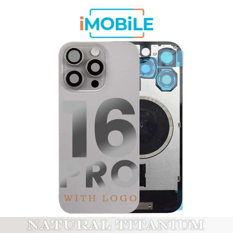 iPhone 16 Pro Compatible Back Cover Glass Assembly with MagSafe [Natural Titanium]