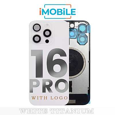 iPhone 16 Pro Compatible Back Cover Glass Assembly with MagSafe [White Titanium]