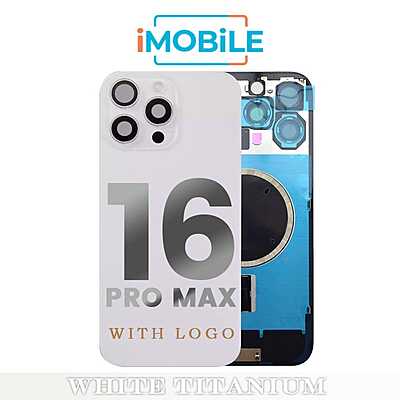 iPhone 16 Pro Max Compatible Back Cover Glass Assembly with MagSafe [White Titanium]