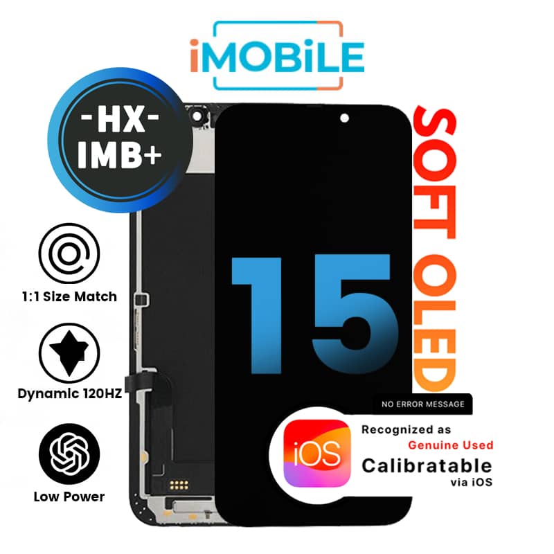 iPhone 15 (6.1 Inch) Compatible LCD (Soft OLED) Touch Digitizer Screen [HX IMB+]