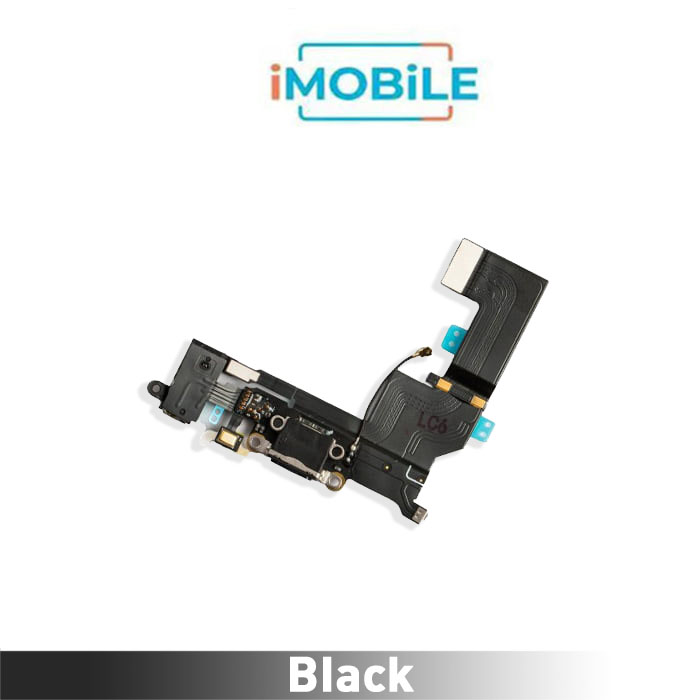 iPhone SE Compatible Charging Port with Flex Cable, Headphone Jack and Microphone Black