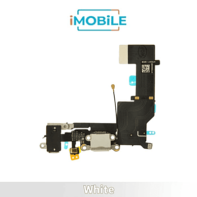 iPhone SE Compatible Charging Port With Flex Cable, Headphone Jack And Microphone [White]