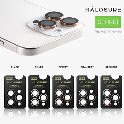 Halosure Geordi Rear Camera Lens Armour Protector (Anti-Reflection), iPhone 16 Pro / 16 Pro Max