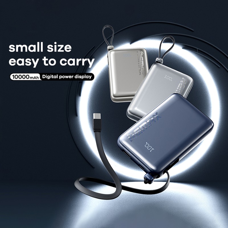 REMAX With-Cable Series 22.5W Power Bank [RPP-19] [10K mAh] [2 Ports +Type-C Cable]