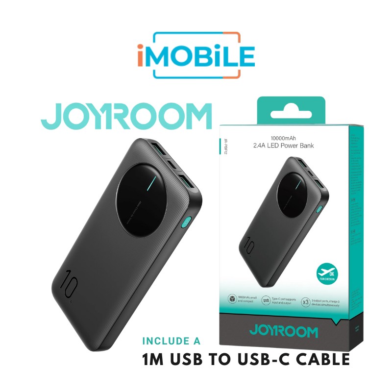 JoyRoom 2.4A Power Bank with 1m USB-C Cable [JR-PBF12] [10K mAh] [3 Ports]