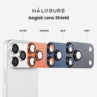 Halosure AEGISK Shield Rear Camera Lens Protector (Anti-Reflection), iPhone 17 Pro Max Halosure AEGISK Shield Rear Camera Lens Protector (Anti-Reflection), iPhone 17 Pro Max