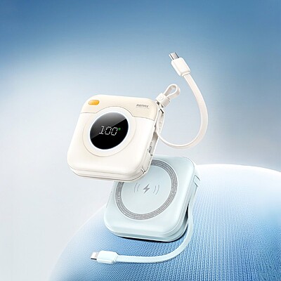 Remax Ultra Light Mini 20W MagSafe Power Bank [RPP-152] [10K mAh] [2 Cables + Wireless MagSafe]