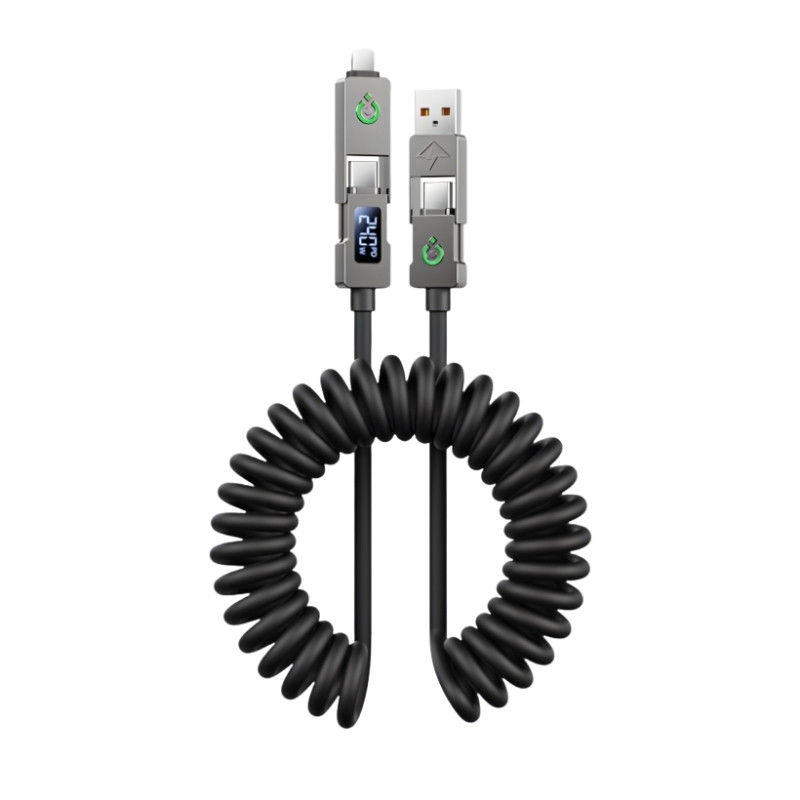 Remax CB31 4-in-1 Multifunctional Zinc Alloy Fast Charging Cable A+C to C+L with Digital Display