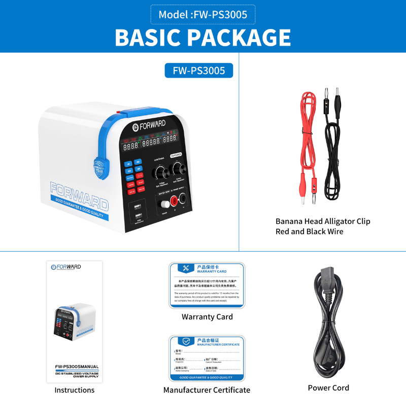 Forward [FW-PS3005 – DC] Stabilized Voltage Power Supply & [FW-PA01] Precision Pointer Ammeter