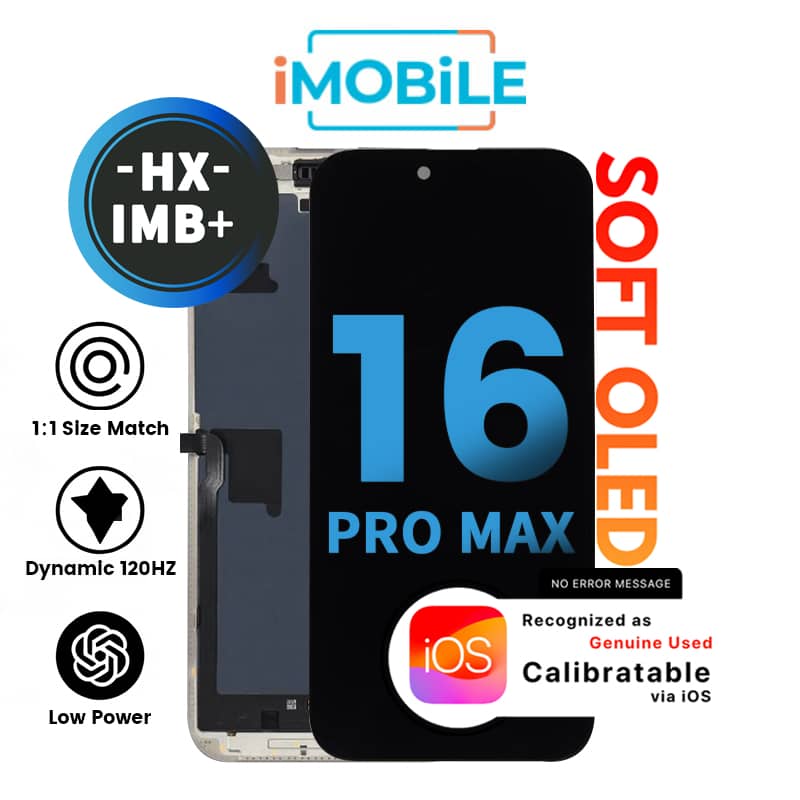 iPhone 16 Pro Max (6.9 Inch) Compatible LCD (Soft OLED) Touch Digitizer Screen [HX IMB+]