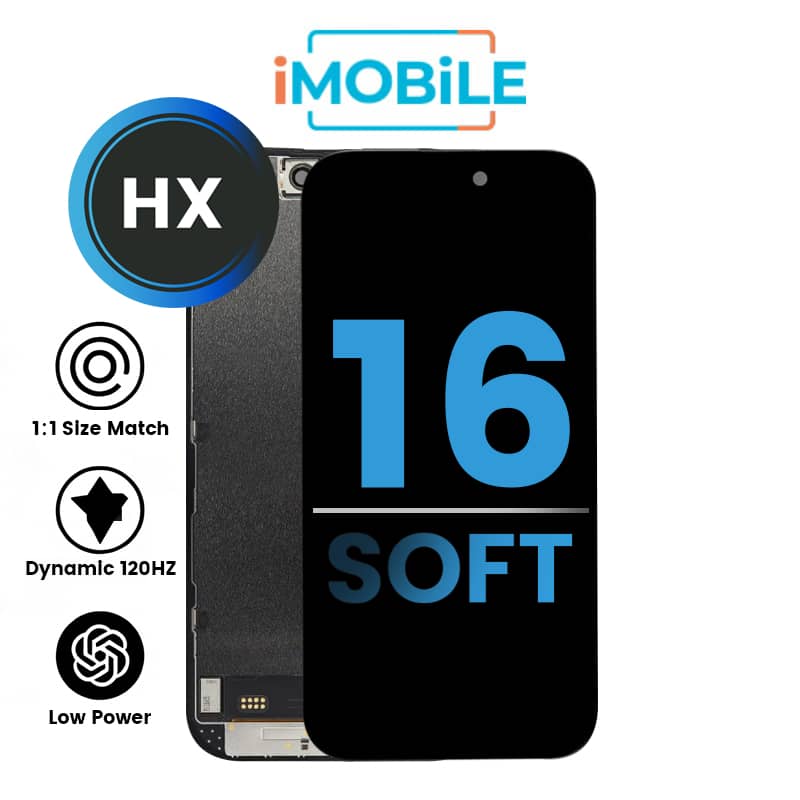 iPhone 16 (6.1 Inch) Compatible LCD (Soft OLED) Touch Digitizer Screen [HX]