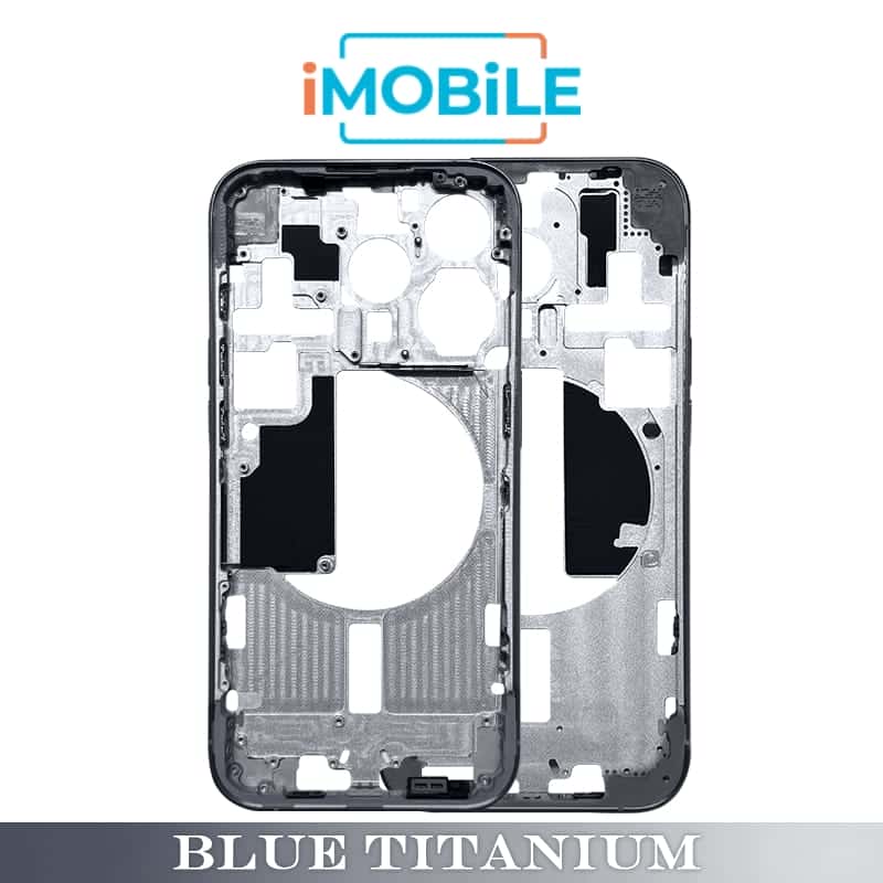 iPhone 15 Pro Compatible Back Housing [No Small Parts] [Blue Titanium]