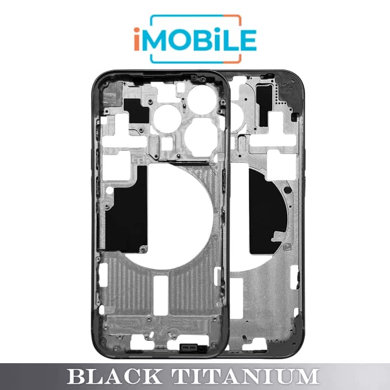 iPhone 15 Pro Compatible Back Housing [No Small Parts] [Black Titanium]