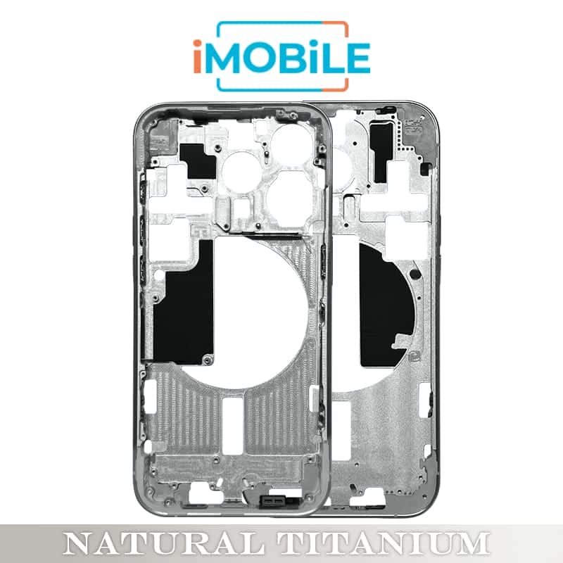 iPhone 15 Pro Compatible Back Housing [No Small Parts] [Natural Titanium]
