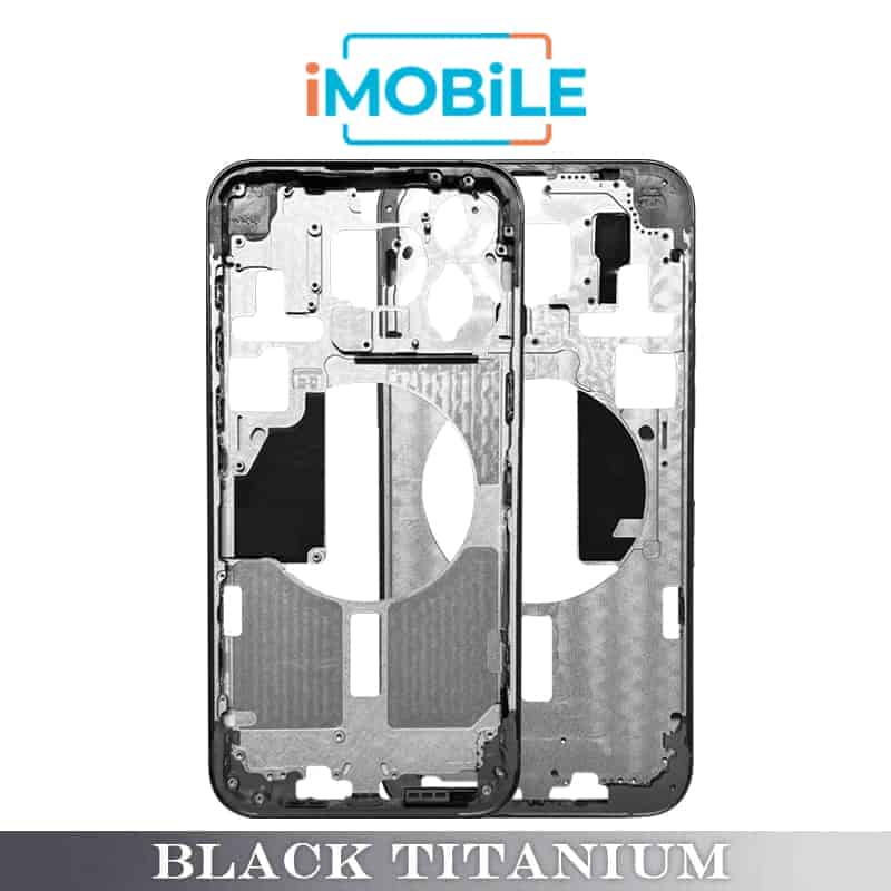 iPhone 15 Pro Max Compatible Back Housing [No Small Parts] [Black Titanium]