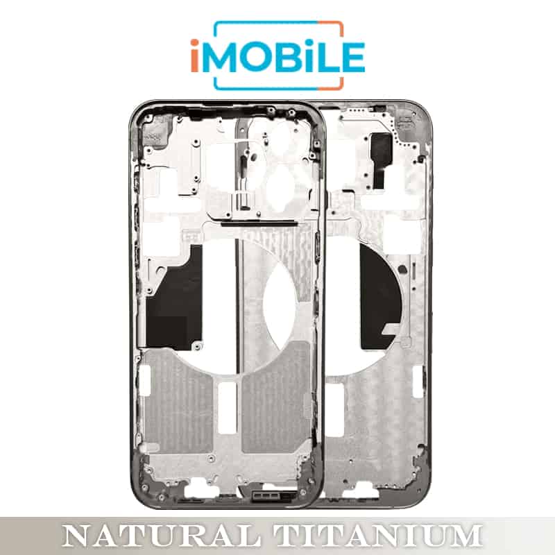 iPhone 15 Pro Max Compatible Back Housing [No Small Parts] [Natural Titanium]