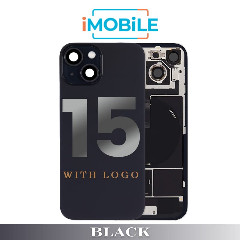 iPhone 15 Compatible Back Cover Glass with Wireless NFC Charging [Black]