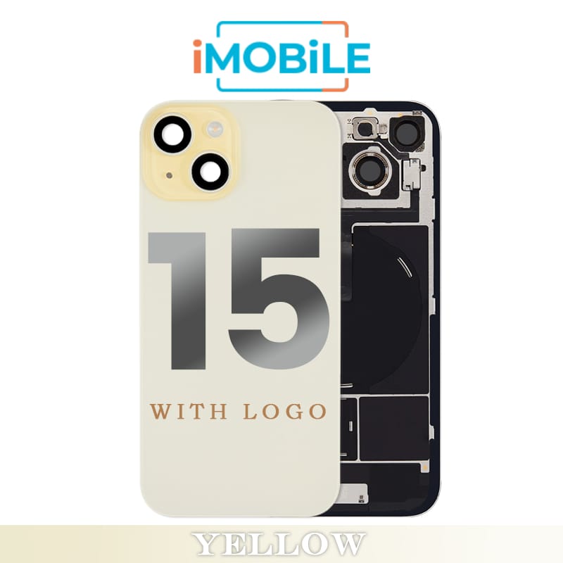 iPhone 15 Compatible Back Cover Glass with Wireless NFC Charging [Yellow]