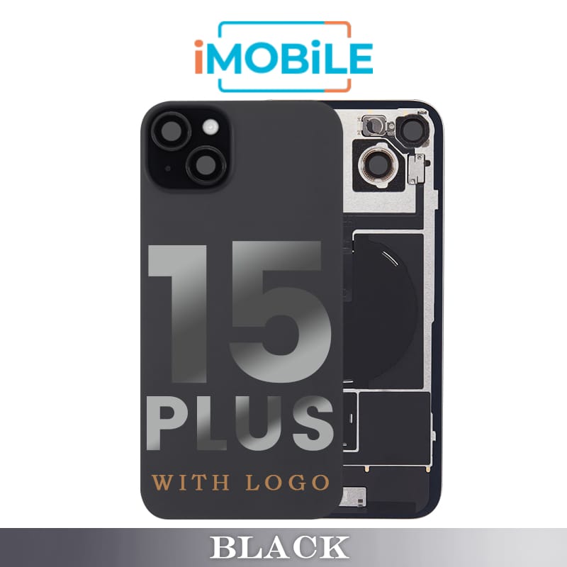 iPhone 15 Plus Compatible Back Cover Glass with Wireless NFC Charging [Black]