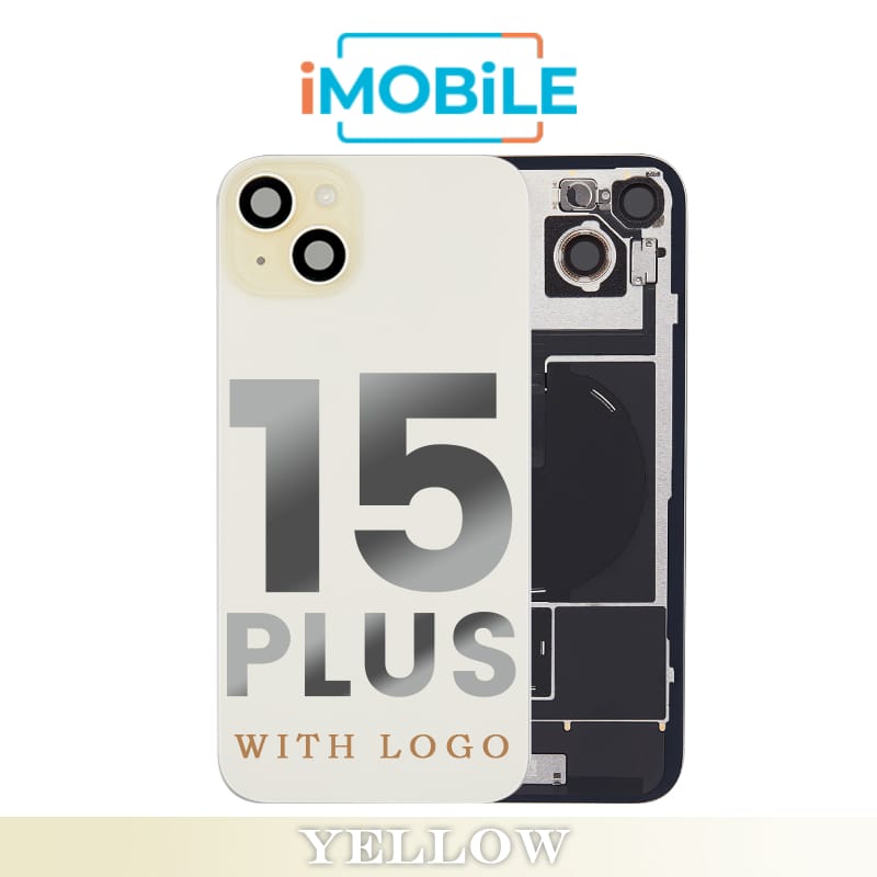 iPhone 15 Plus Compatible Back Cover Glass with Wireless NFC Charging [Yellow]