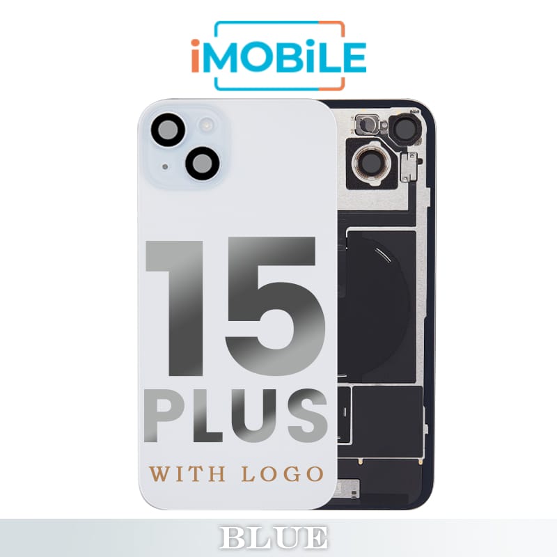 iPhone 15 Plus Compatible Back Cover Glass with Wireless NFC Charging [Blue]