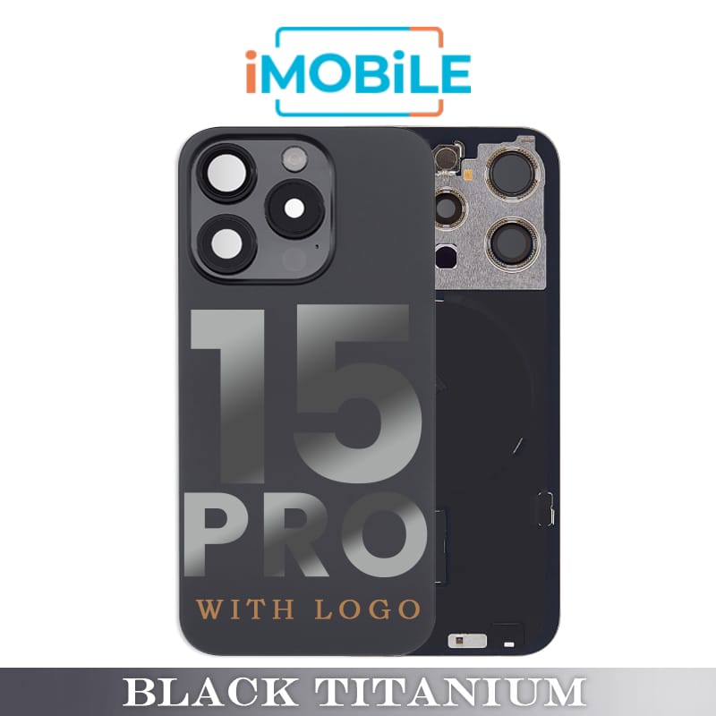 iPhone 15 Pro Compatible Back Cover Glass with Wireless NFC Charging [Black Titanium]