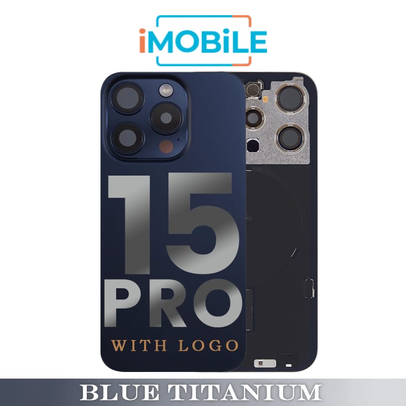 iPhone 15 Pro Compatible Back Cover Glass with Wireless NFC Charging [Blue Titanium]