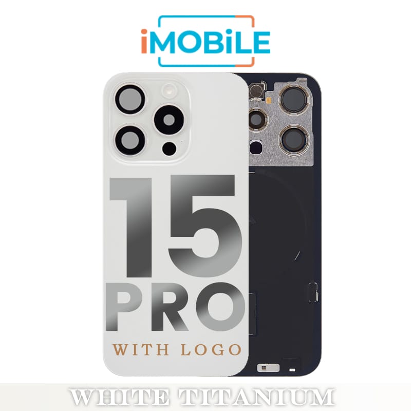 iPhone 15 Pro Compatible Back Cover Glass with Wireless NFC Charging [White Titanium]