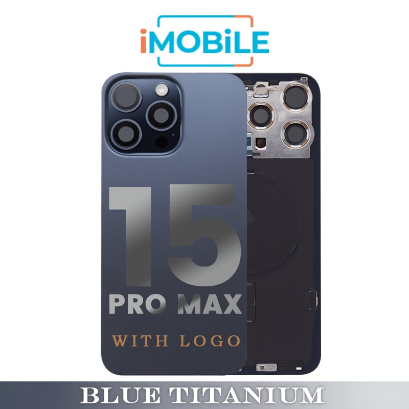 iPhone 15 Pro Max Compatible Back Cover Glass with Wireless NFC Charging [Blue Titanium]