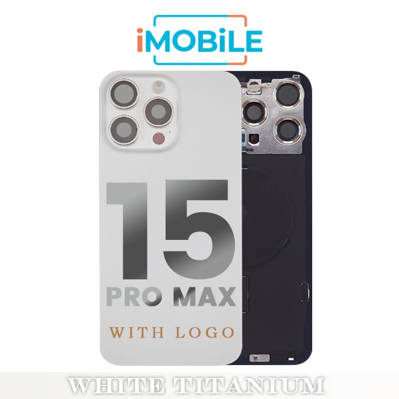 iPhone 15 Pro Max Compatible Back Cover Glass with Wireless NFC Charging [White Titanium]