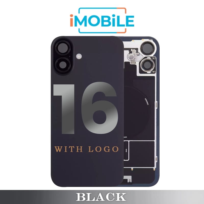 iPhone 16 Compatible Back Cover Glass with Wireless NFC Charging [Black]