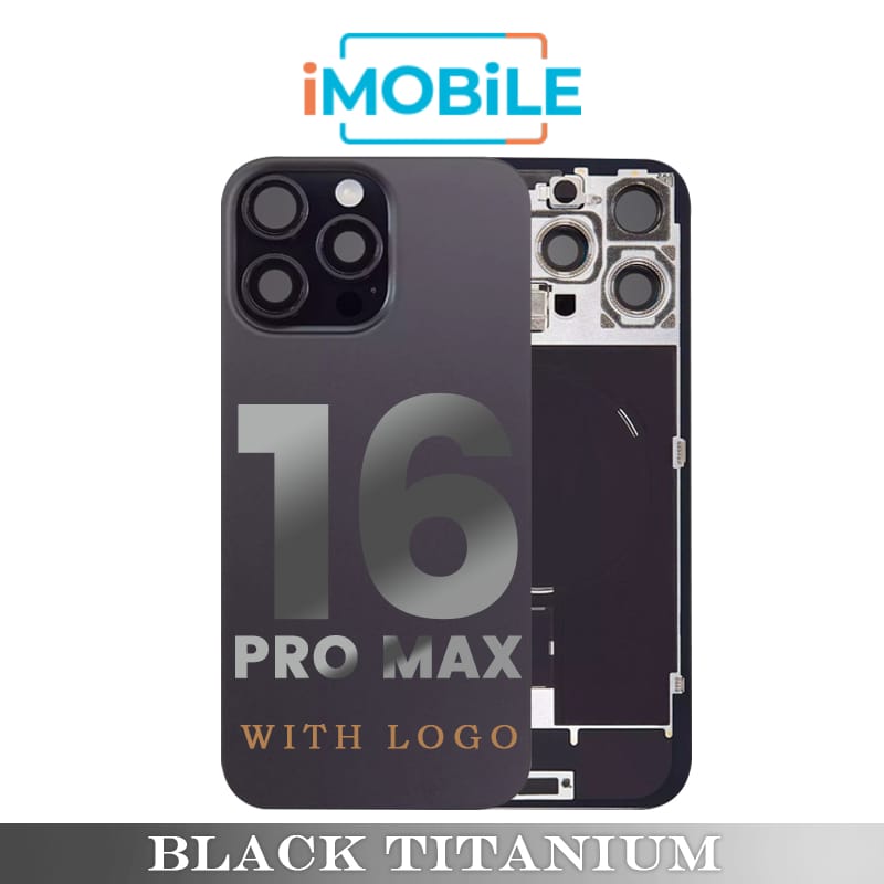 iPhone 16 Pro Max Compatible Back Cover Glass with Wireless NFC Charging [Black Titanium]
