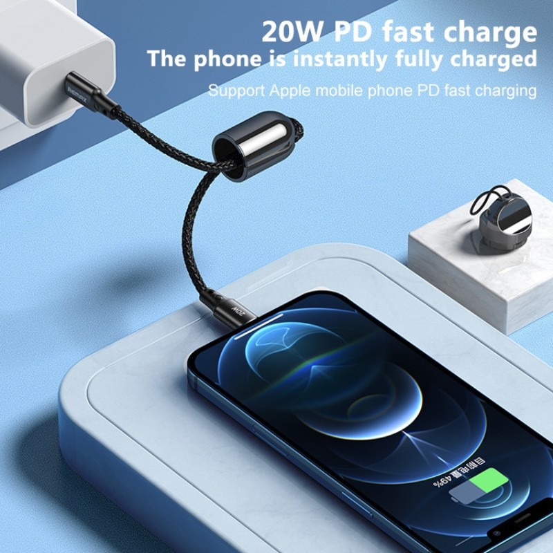 Remax [RC-140a] 30cm Portable Type-C to Type-C Cable, PD 65W