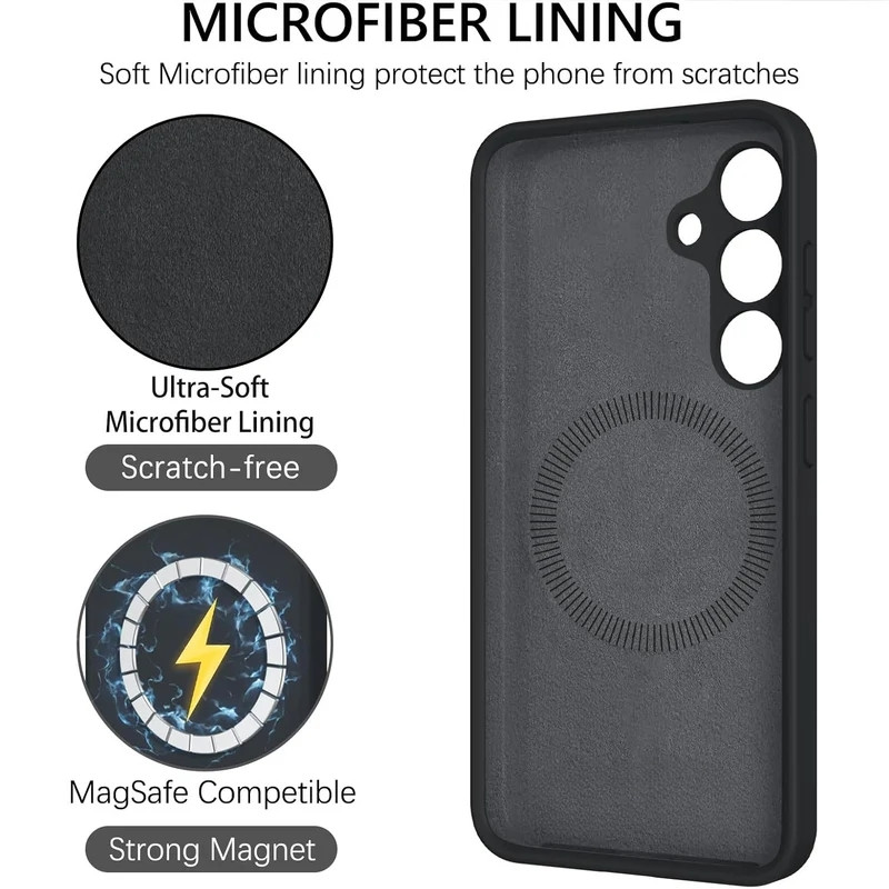 iShield [MagSafe] Liquid Silicon Snap Case, Samsung s25 [Black]