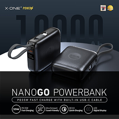 X.One NanoGo 35W Power Bank [10K mAh] [1 Ports +Type-C Cable]