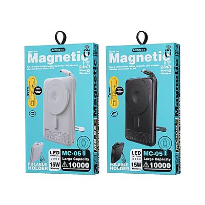 REMAX MC-05 22.5W Power Bank [MC-05] [10K mAh] [3 Ports +  + Wireless MagSafe + Apple Watch Charger + Type-C Cable]