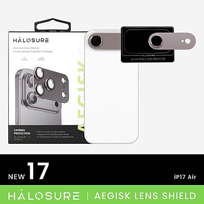 Halosure AEGISK Shield Rear Camera Lens Protector (Anti-Reflection), iPhone 17 Air Halosure AEGISK Shield Rear Camera Lens Protector (Anti-Reflection), iPhone 17 Air