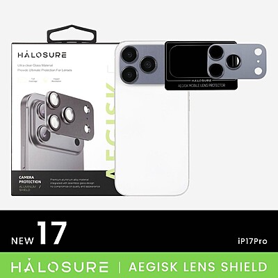 Halosure AEGISK Shield Rear Camera Lens Protector (Anti-Reflection), iPhone 17 Pro Halosure AEGISK Shield Rear Camera Lens Protector (Anti-Reflection), iPhone 17 Pro