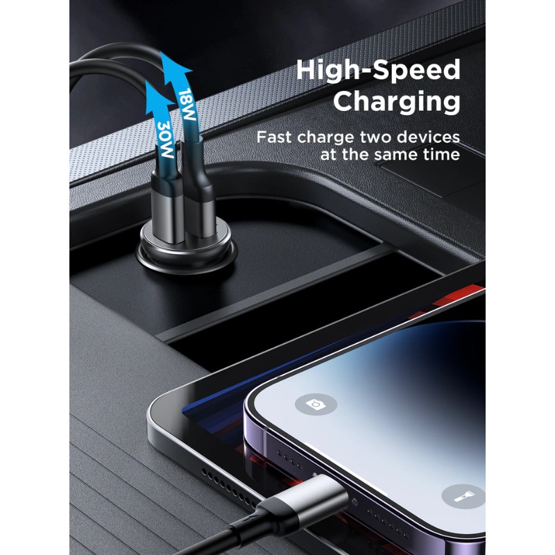 JoyRoom JR-CCN05 30W QC + PD Car Charger [USB-A + USB-C]