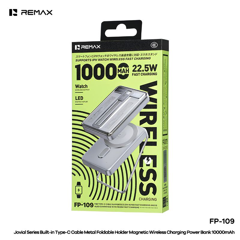 Remax FP-109 22.5W Power Bank [10K mAh] [1 Port + Wireless MagSafe + Apple Watch Charger + USB-C Cable]