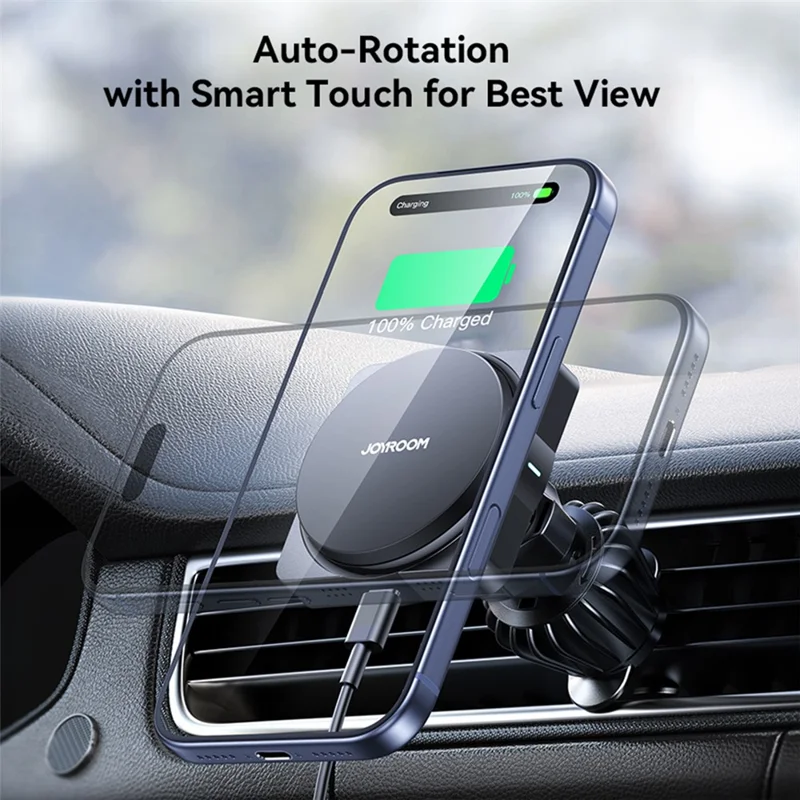 JoyRoom JR-ZS506 P15W MagSafe Auto-Rotating Wireless Charge Car Mount Phone Holder (Air Vent)